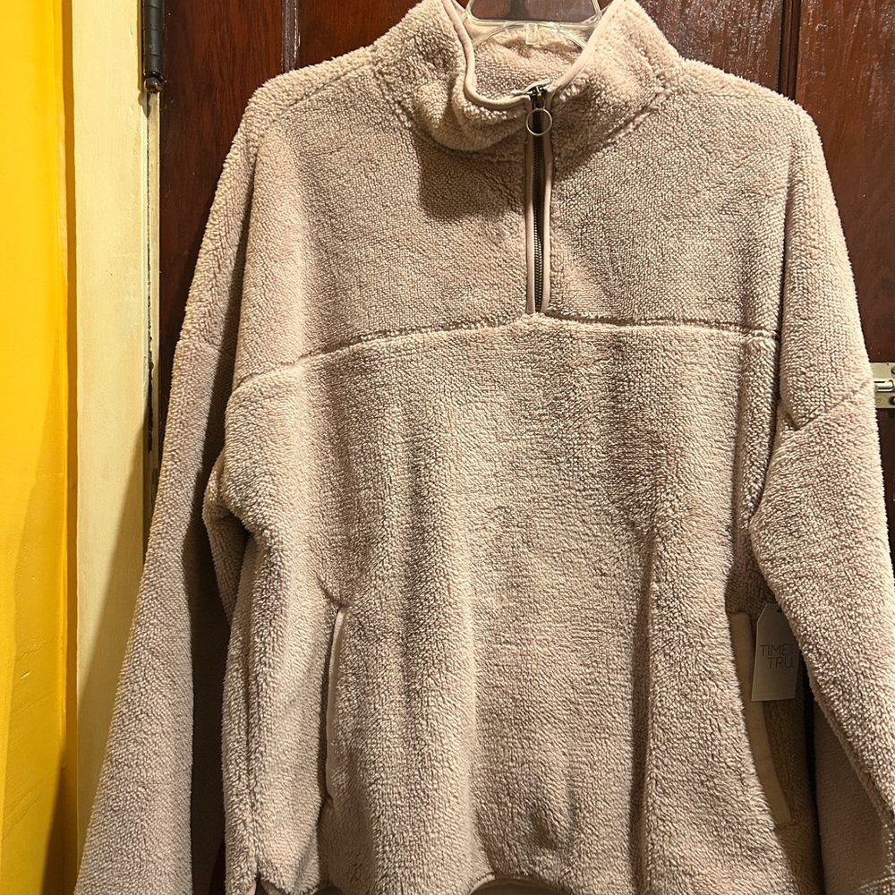Cozy Tan Sherpa Pullover